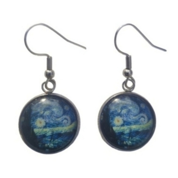Handcrafted Starry Night Earrings - Picture 1 of 4